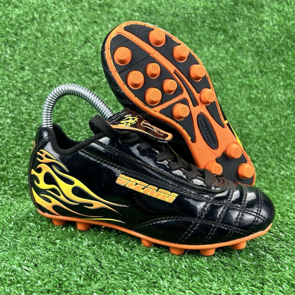 Vizari Blaze FG Soccer Cleats Youth 11.5C Black Orange Firm Ground Shoes‎ Flames